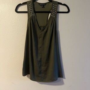 Rock & Republic Green Embellished Backless Tank Top